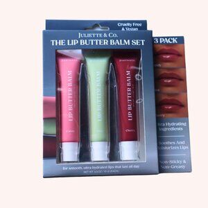 NEWJuliette & Co.Lip Butter Balm Set 3 Pack Candy Mint Cherry Vegan Cruelty-Free